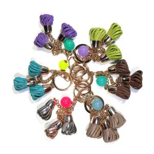 Quality Chorme Plating Leather Flower Keychain , Ladies Custom Leather Keychains wholesale