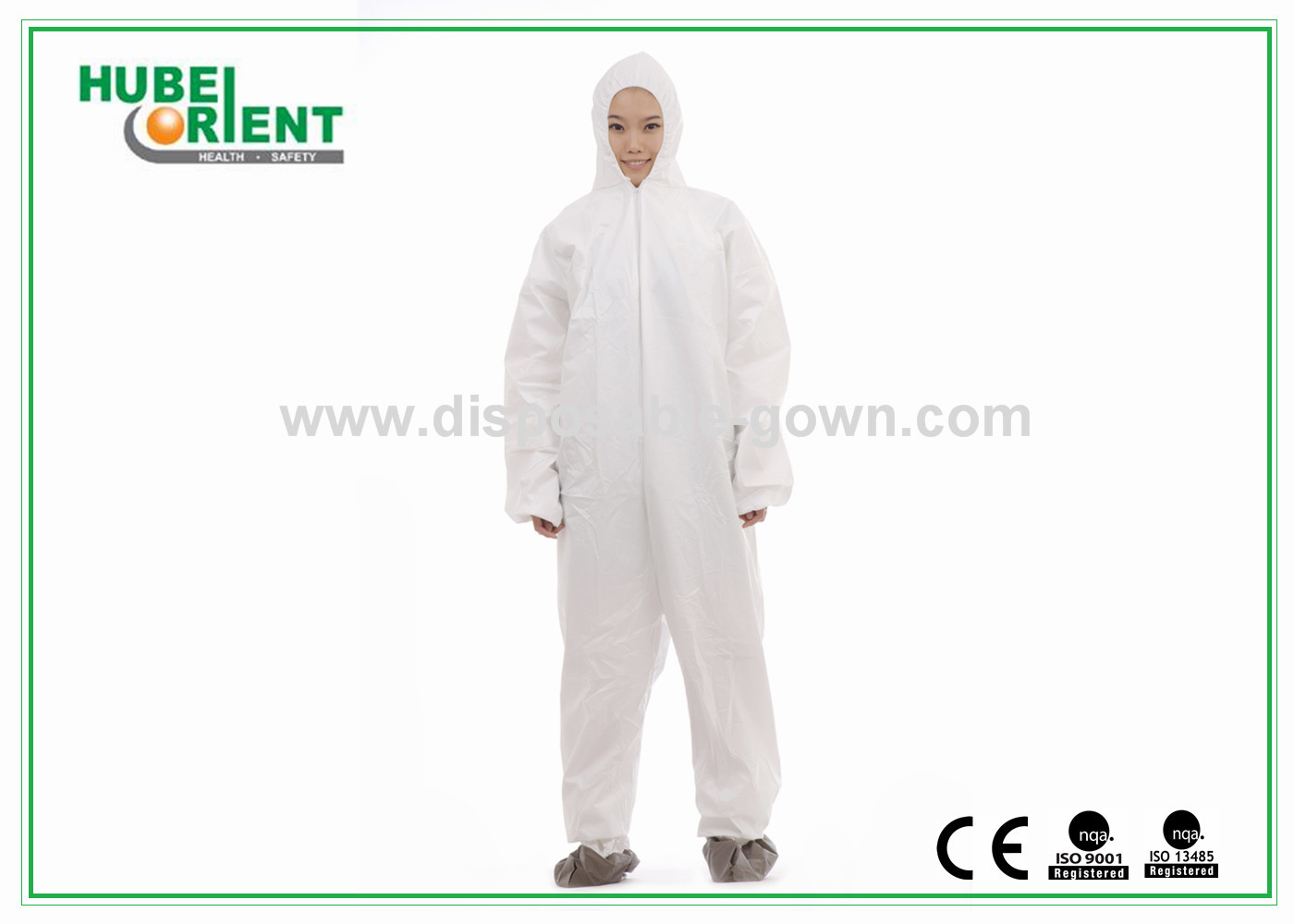 White Protective Disposable Coveralls With Both Hood And Feetcover For Protect Body From Pollution