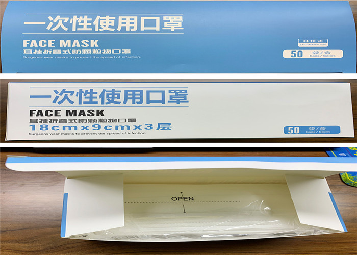 White Color 3 Layers Medical Mask Baterial Filtration Efficiency Over 99%