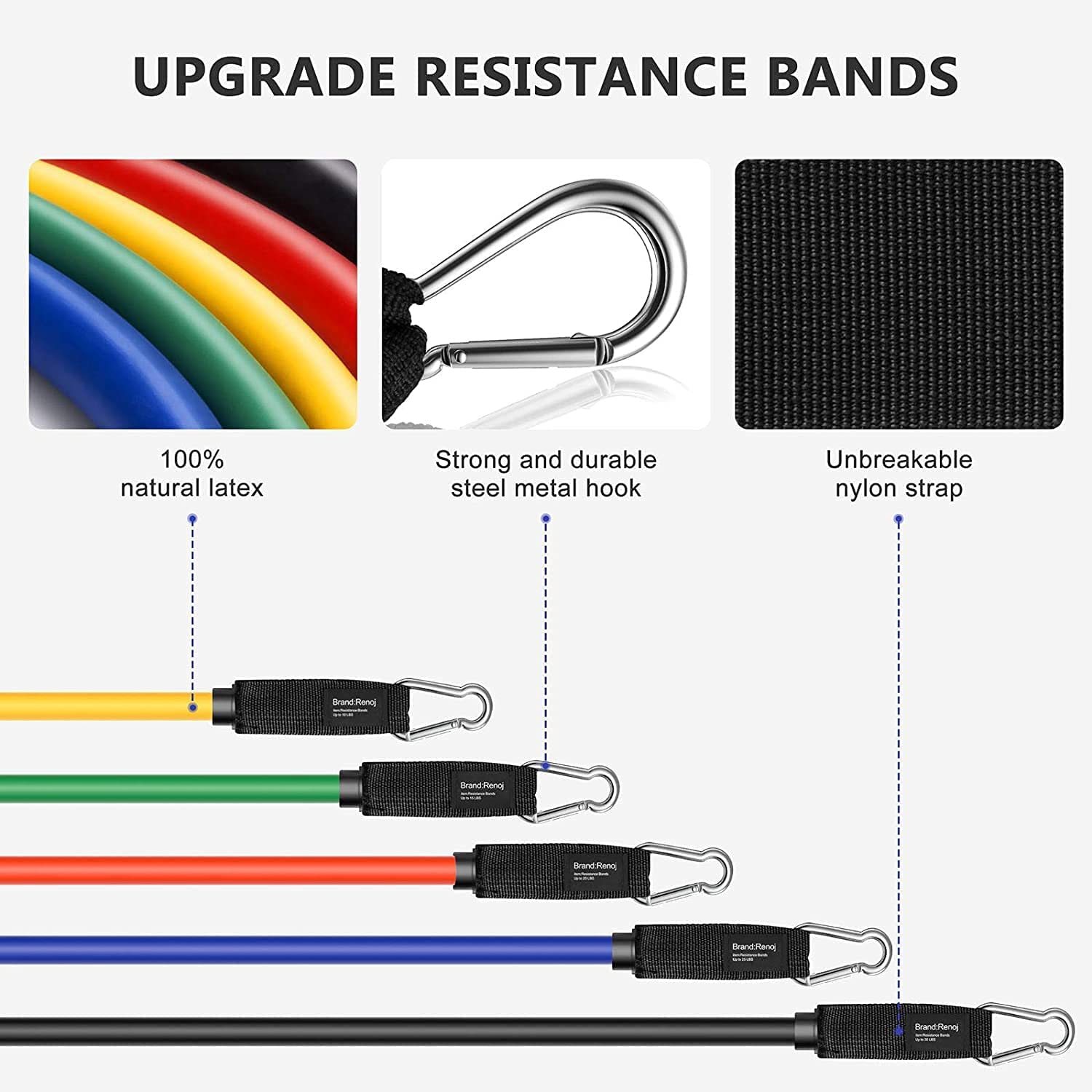ISO9001 CE Workout Recovery Equipment 11Pcs Resistance Band Tube Set
