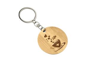 Quality Bamboo Slice Cute Metal Keychain Round 32mm Flat Zinc Alloy wholesale