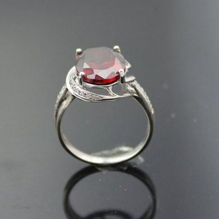 925 Silver 9mmX11mm Oval Created Blue Cubic Zirconia Ring(F55)