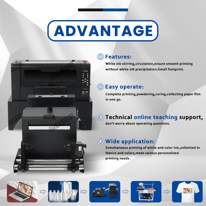 A3 33cm DTF Printer For Multi Color Printing With Film Media Powder Shaker