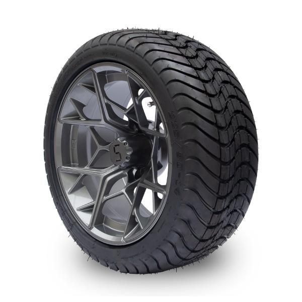 Gunmetal Finish 14 Inch Golf Cart Wheels And Tires 225/30-14 101.6 PCD 4x4 Bolt