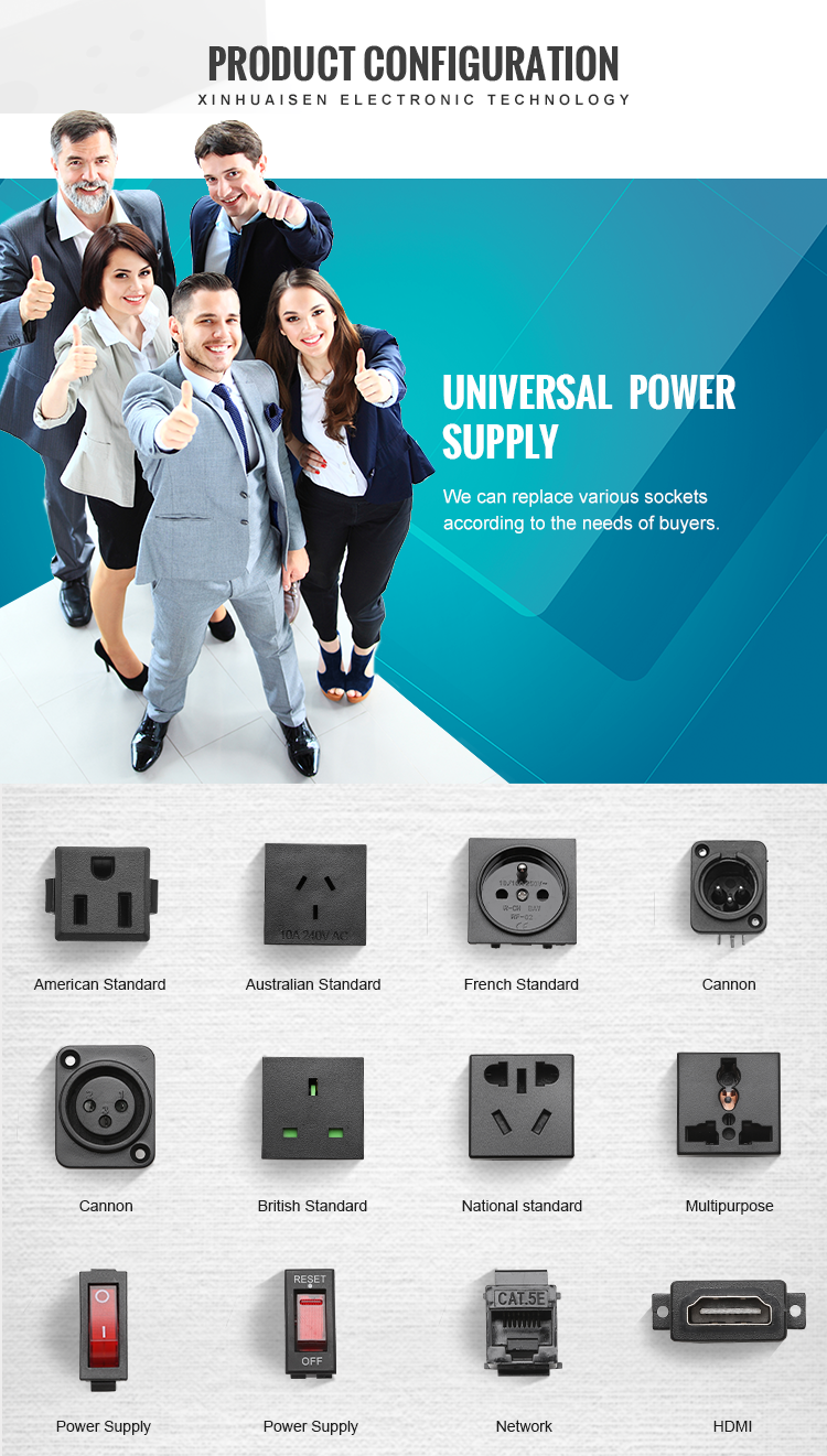 110v-240v European Desk Socket Outlets Round Multi Plug 100mm