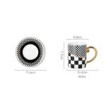 Ceramic Coffee Cups Set And Saucer 100ml Gold Handle Black Espresso Cup