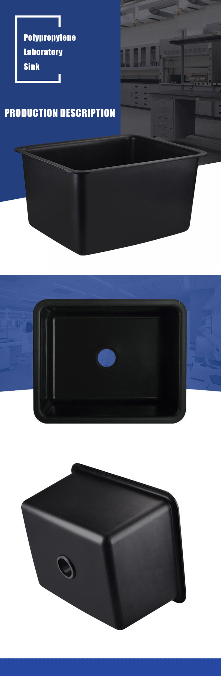 Factory Direct Sales Laboratory Acid Resistant Polypropylene Accessories, Good Quality Laboratory PP Sink/