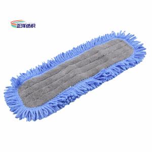 Quality 6&quot;X18&quot; Dust Cleaning Mop Grey Fleece Blue Fringe Floor Cleaning Mop Head wholesale