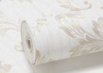 Eco - friendly Embossed Vinyl Wall Coverings , Silver Damask Pattern Wallpaper