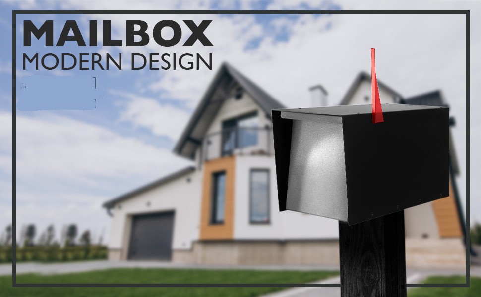 Anti-rust Modern Design Curbside Post Mount Mailbox with Stainless Steel Hinges Magnetic Door