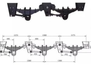 Quality Tandem Dual Axle Trailer Suspension Blue 150mm 785 Kg Types 1360 MM wholesale