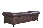 Reddish Brown Three Seater Leather Sofa High Density Foam / Sponge Solid