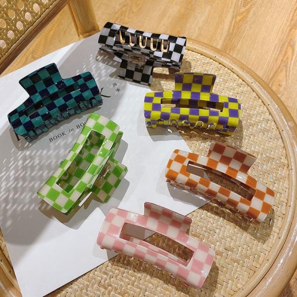3 Inch Hair Accessories Claw Clips Checkerboard Checkered Hair Claw Clip