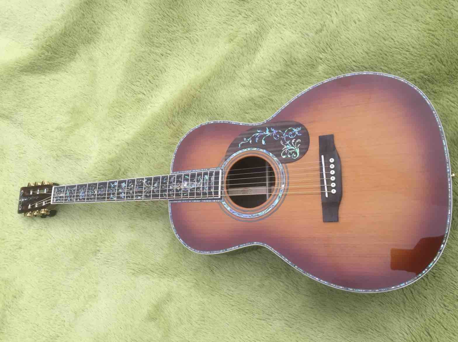 Factory custom 39 inches ooo45c style acoustic Guitar Ebony fingerboard Real abalone solid Guitar