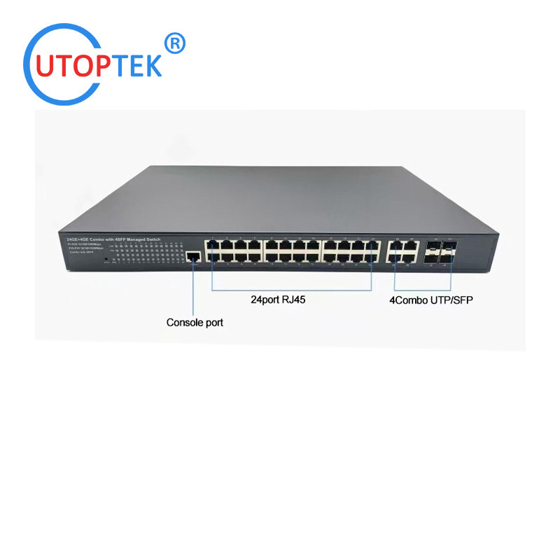 Layer2 Managed Gigabit 24port Ethernet+4port RJ45+4SFP Fiber Network switch(UT-SW2444GM-SFP)