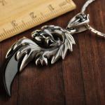 Sterling Silver Dragon Claw Amulet 925 Silver Chain Men's Necklace(N06030811)