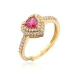 Gold Plated 18k Wedding Ring Heart Colorful Crystal Diamond Engagement For Women