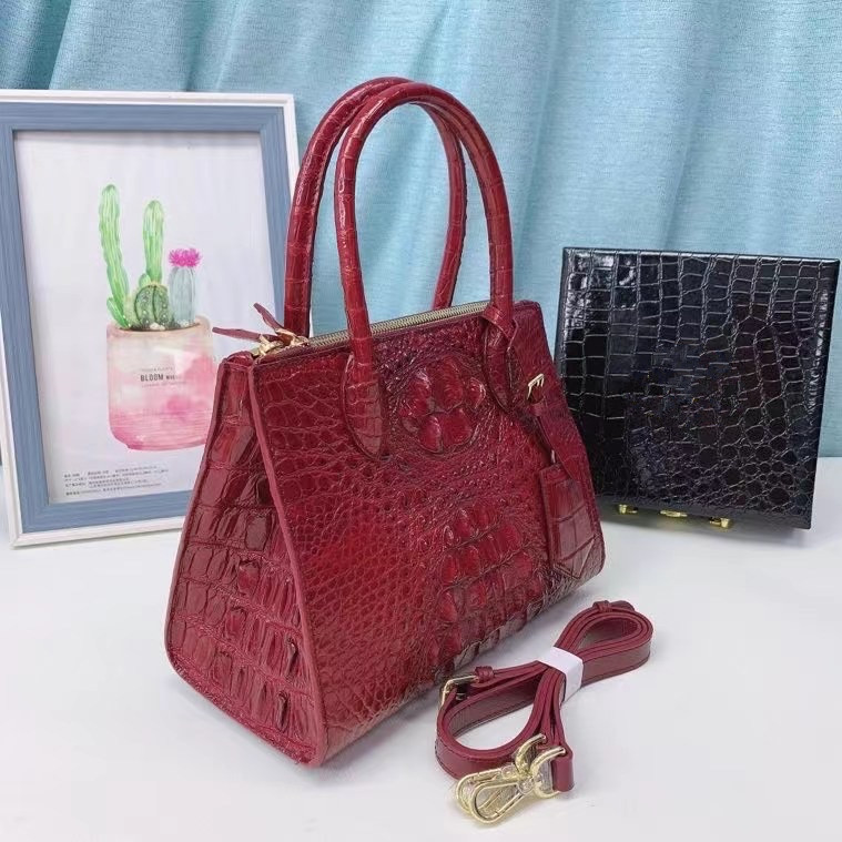 Genuine Alligator Skin Women Small Totes Tag Purse Shoulder Bag Authentic Real Crocodile Leather Lady Top-handle Handbag