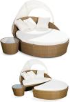 Beach Dark Brown Wicker Daybed , Aluminium Frame Wicker Oval Bed