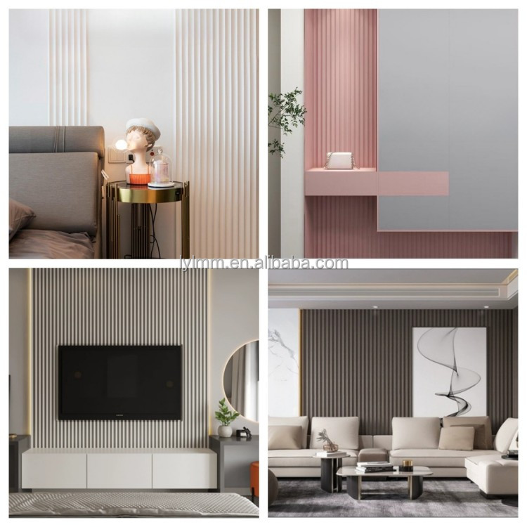 Damask Pattern WPC Laminated Fluted Flat Wall Solid Panel for Interior Decoration Fence