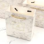 Personalized Reusable Foil Stamped 250gsm Marble Paper Bag