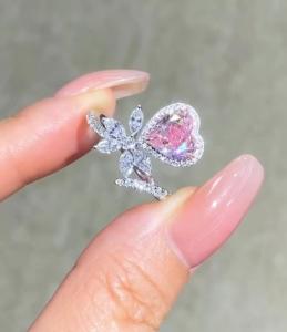 Quality Heart Cut Lab Grown Jewelry Pink Diamond Engagement Ring For Wedding wholesale