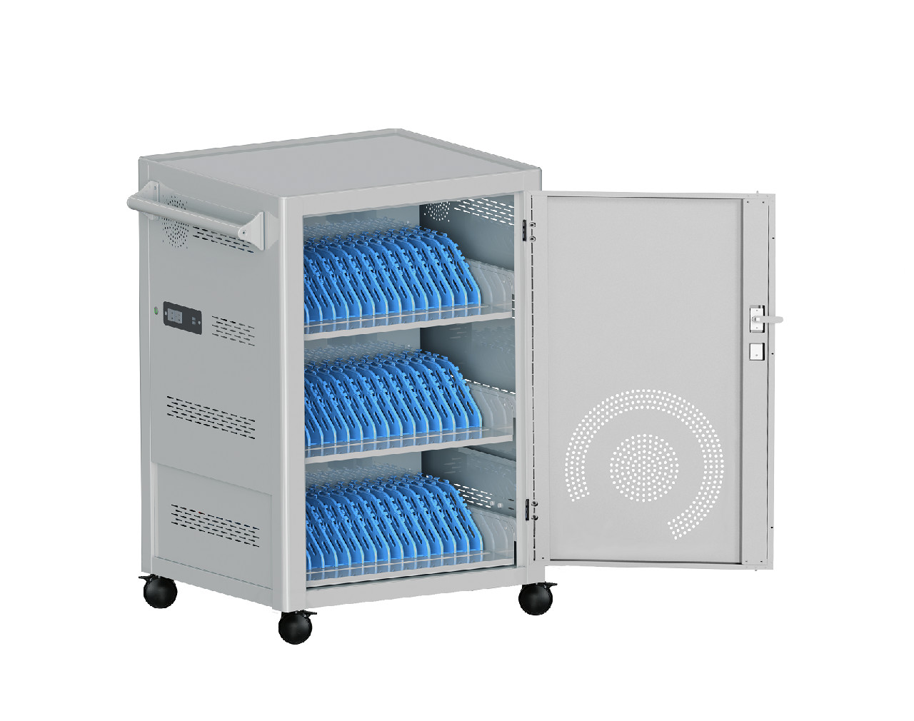 Charging Cart AC Charging DC Charging And USB Type A Type C Vault Storage IPad Charging Cabinet With Wheels Pushing Cart For Classroom