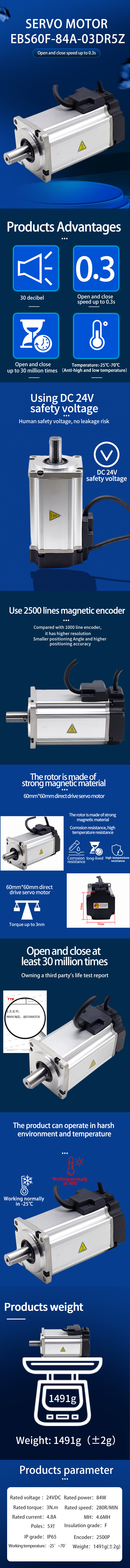4.8A 48V High Torque DC Servo Motor With Encoder 2400 Lines