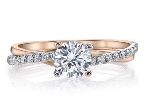 Quality 2 Tone Color 9K Silver Ring With 6mm Moissanite Diamond 0.81ct wholesale