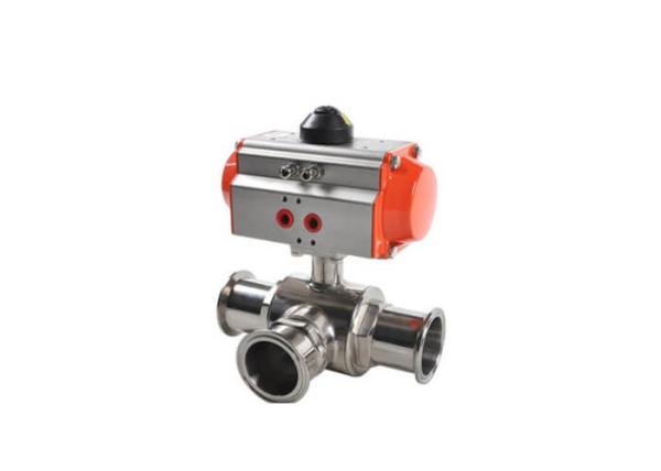 Stainless Steel Sanitary Control Valves , Pneumatic Actuated Ball Valve Welded
