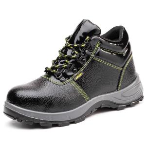 Quality Lightweight Construction Safety Shoes Black Real Leather Boots Unisex wholesale