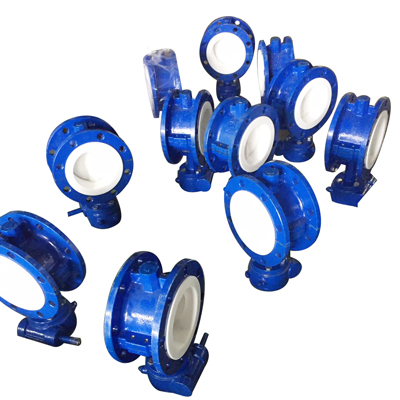 Flange type fully lined tetrafluoroethylene butterfly valve D341F4-16C
