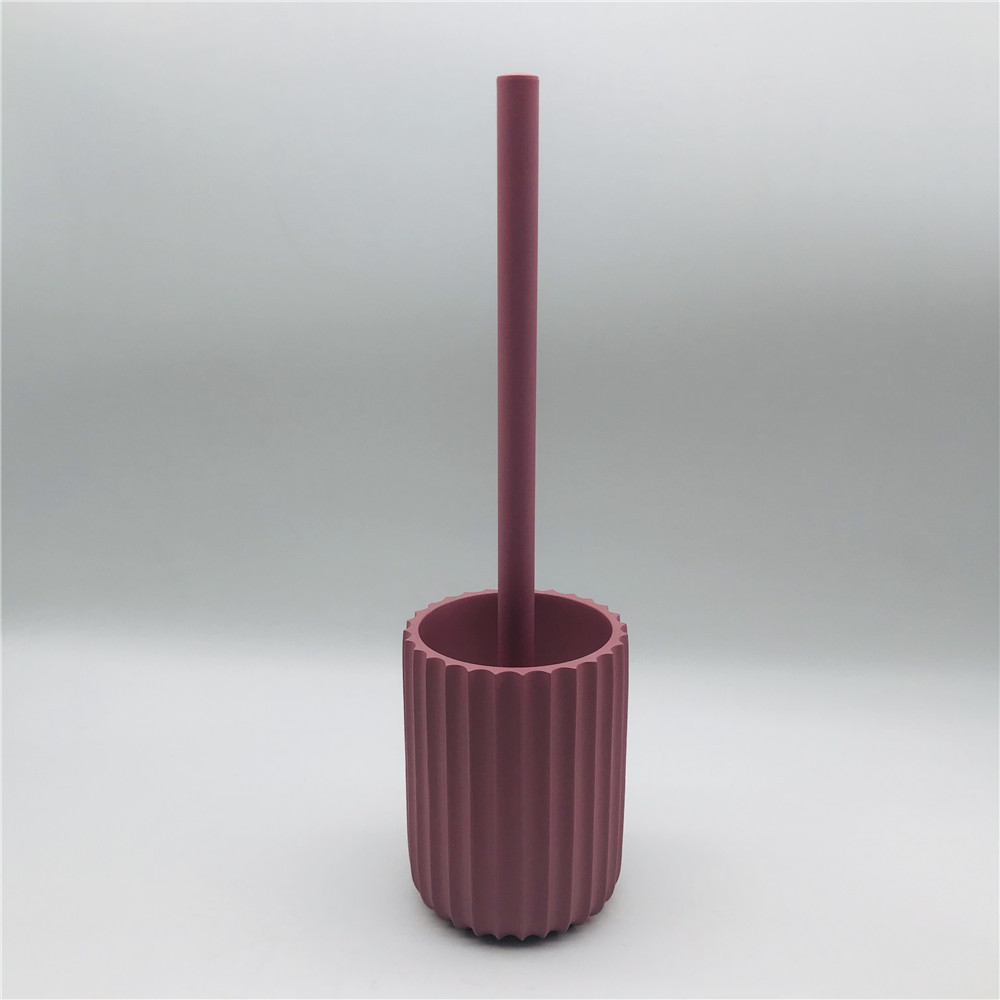 Vertical Stripe Polyresin Bathroom Sets pink color with round shape