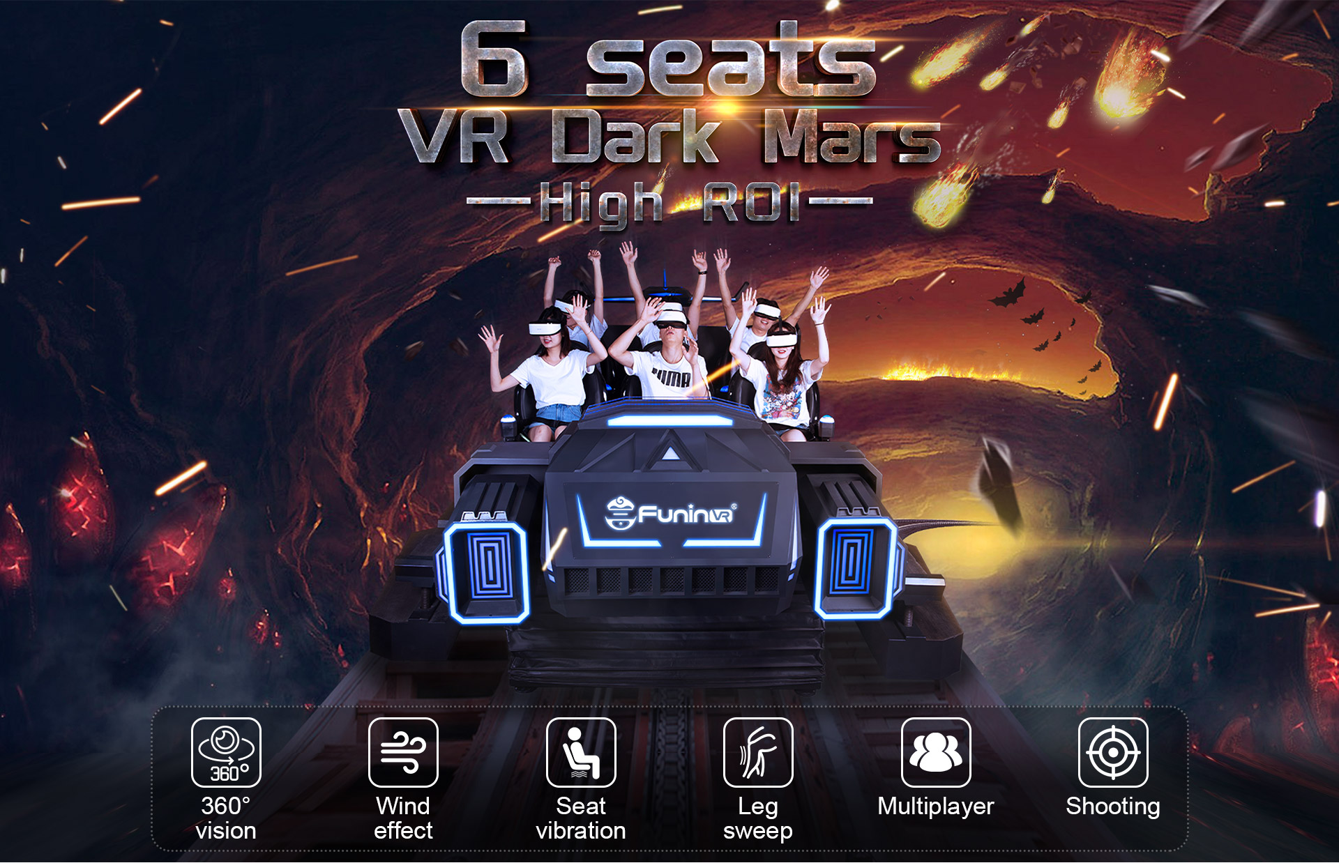 Steel Metal 6 Seats 6Dof Electric Motion VR Chair 9D VR Cinema
