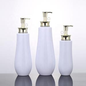 Quality Gold Pump Empty Liquid Cleanser Cosmetic Packaging Pet Squeeze 500ml Pink Shampoo Bottle wholesale