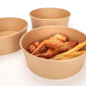 Quality Waterproof Food Grade Kraft Paper Bowl 25oz Disposable Brown Takeout 750ML wholesale