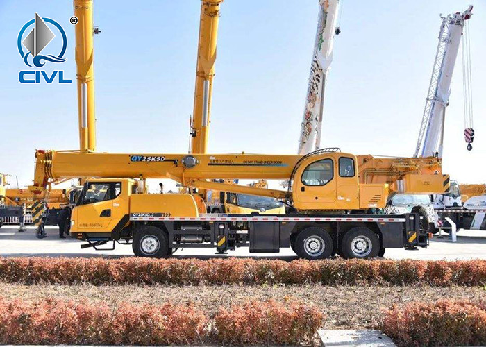 25 Ton Truck Crane Mobile Crane Truck Mounted Crane 3 Axes Truck Chassis Straight Arm Crane / Knuckle Arm Crane