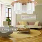 Flower shape glass shade Thailand imported OAK wood ceiling light Guzhen