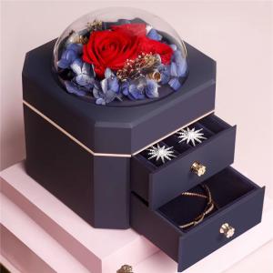 Quality Rose 2 Layer Drawer Jewelry Box , 1200g Clear Window Wedding Ring Case ALLICO wholesale