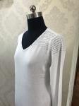 V Neck Woman's Casual Sweaters White Grey 84% Viscose 16% Polyamide