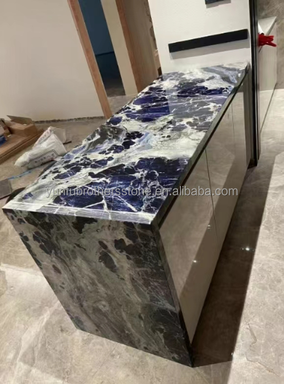 Modern Blue Stone Polished Cloisonne Marble Tile for Dining Room and Living Space