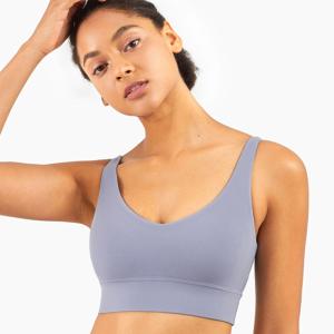 Quality Nylon Spandex Deep V Neck Sports Bra Gathered Skin Friendly wholesale