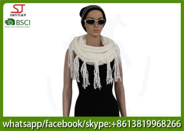 320g 80*25cm 100%Acrylic Knitting white snood scarf Hot sale factory keep warm