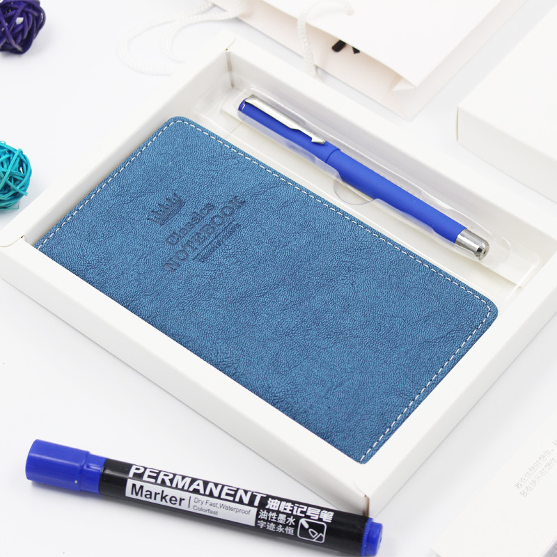 Business Leather Journal And Pen Gift Set Thick Paper 96 Sheets Embossed Logo