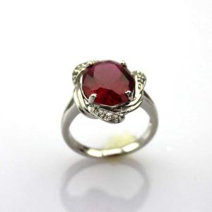 Quality Sterling Silver Ring 10mmx12mm Oval Garnet Cubic Zircon (R209) wholesale