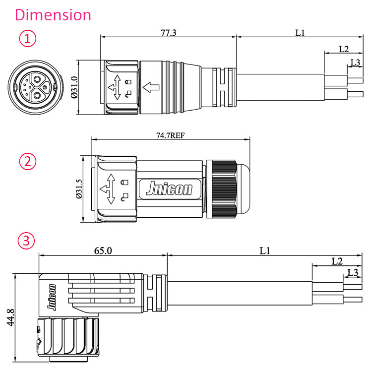 E Vehicles Waterproof Power Connector M23 Push Locking 2 Power 1 Grouding 5 Data
