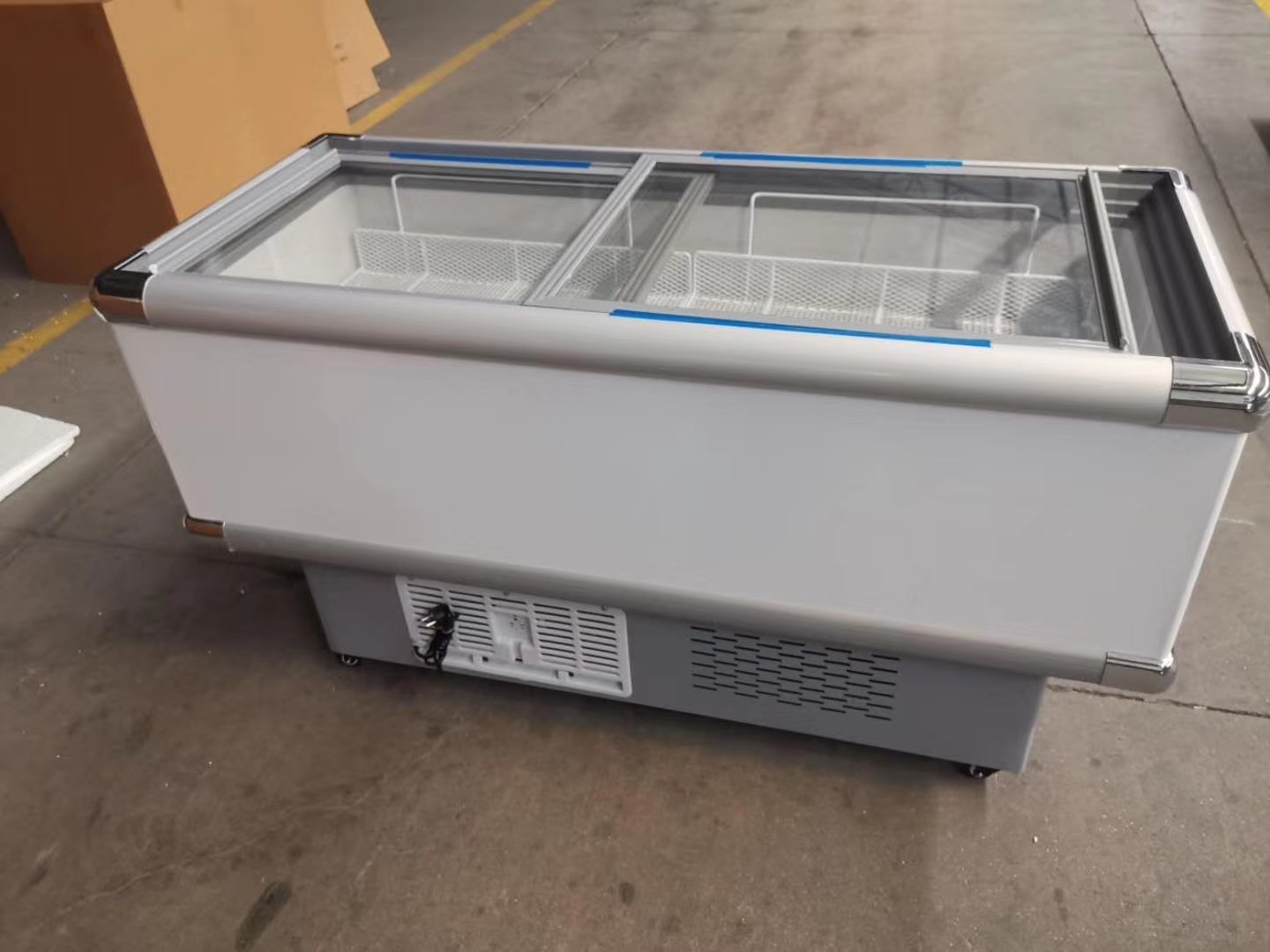 Horizontal island cabinet commercial direct cooling refrigeration and freeze display cabinet