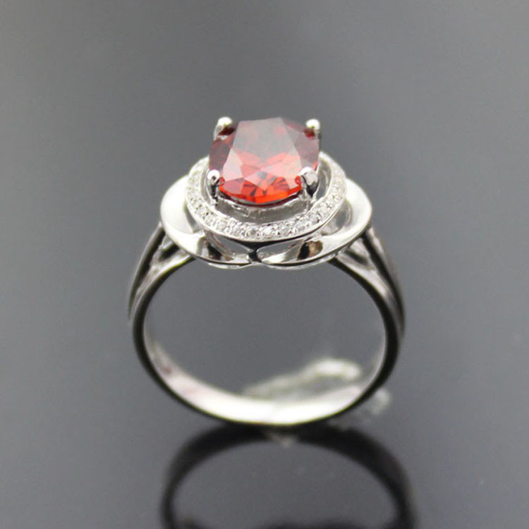 925 Sterling Silver Oval Cubic Zircon Amethyst Gemstone Ring(F95)