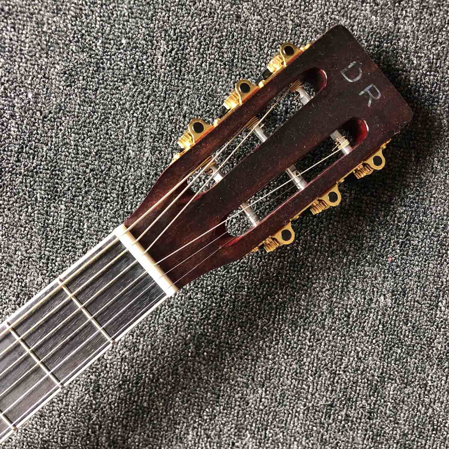 Custom A All Solid Wood Abalone Inlay Mahogany Back Side Acoustic Guitar Customize Logo is Available Free Shipping