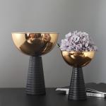 Decorative Flower Vase Round Wedding Decorative Gold Plated Vases Flower Bowls